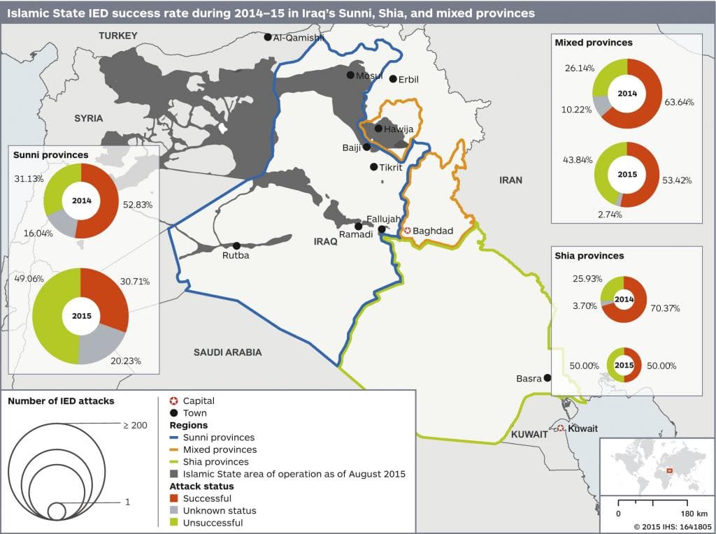 Islamic State IED success rate 2014-15